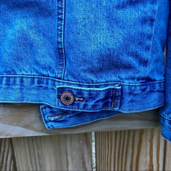 Forever 21 Jean Jacket Denim Coat Sherpa Collar Sz. Small - Picture 5 of 10
